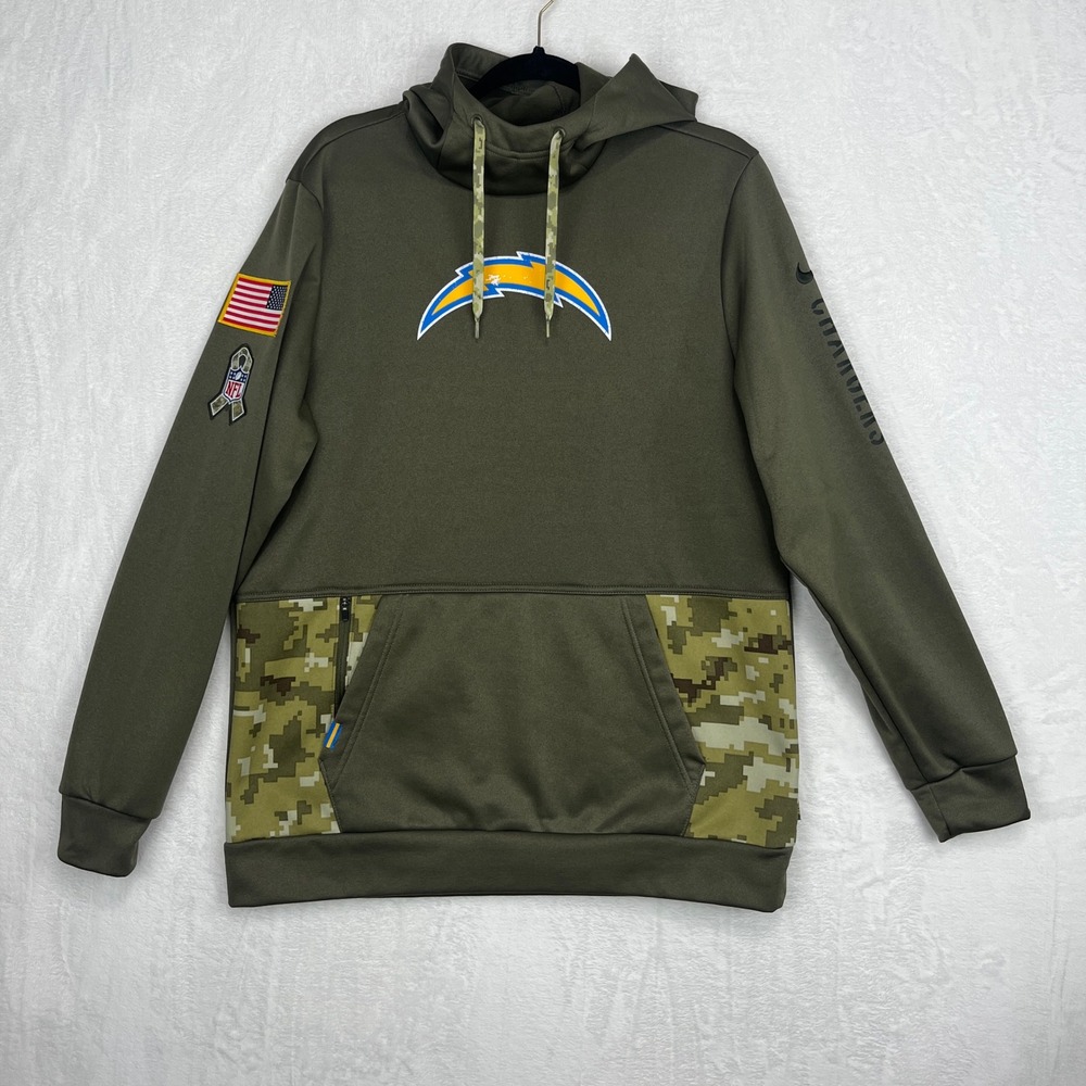 Nike Los Angeles Chargers Salute to Service Hoodie‎ Mens M Sweatshirt Green Camo
